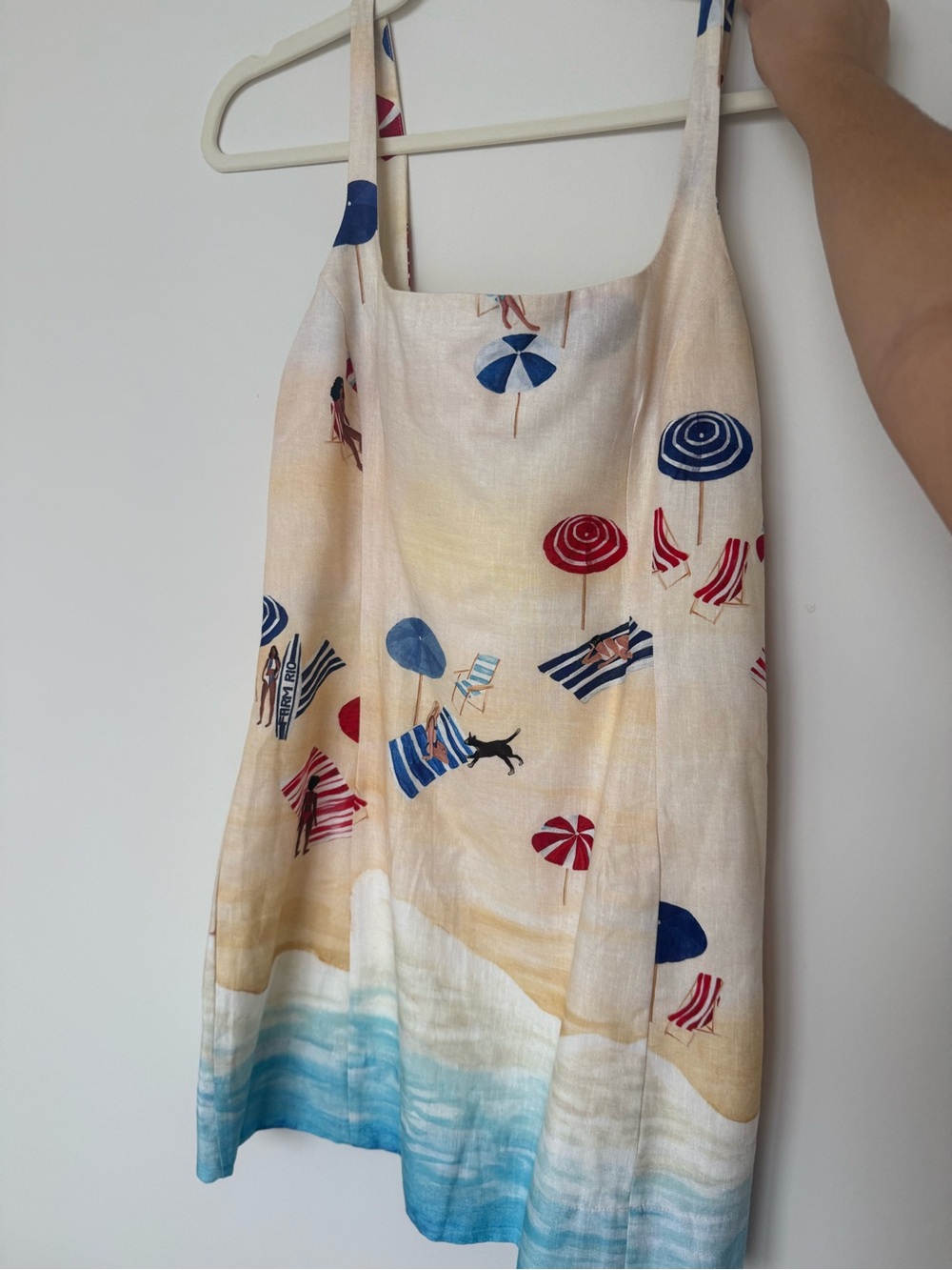 FARM Rio Cream Mini Dress with Blue, Red and Turquoise Beach Print - Picture 4 of 4